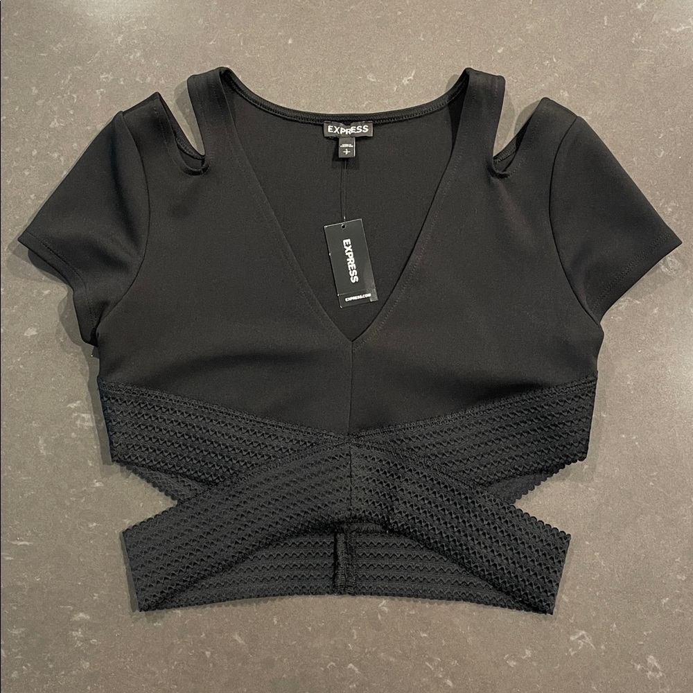 Express Cut Out Waistband Crop Top Small NWT (DAMAGED)